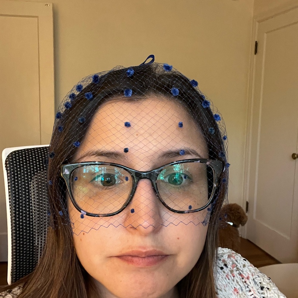Elegant Blue Veil Headpiece 1950s 1960s